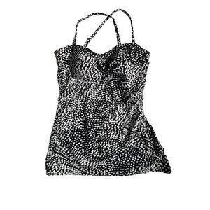 Christina Swim Tankini Polka Dot Black White Gray SZ 12